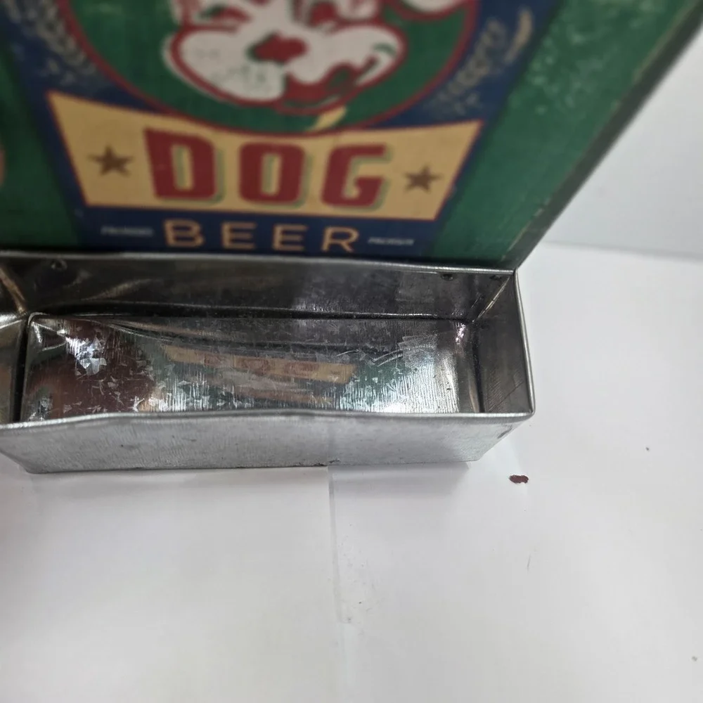 Vtg Lucky Dog Beer Wall Mounted Bottle Opener Cap Catcher Sign Man Cave